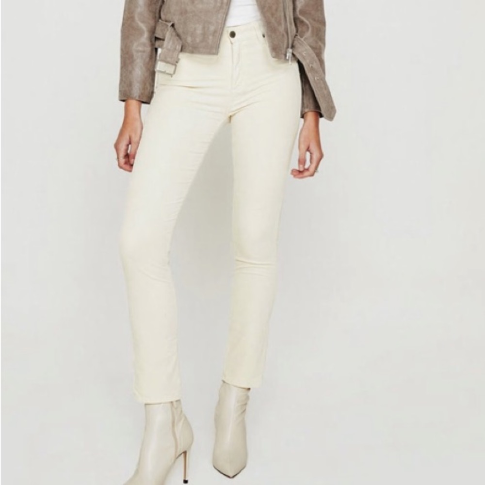 AG Adriano Goldschmied white cream Mari high rise slim straight jeans